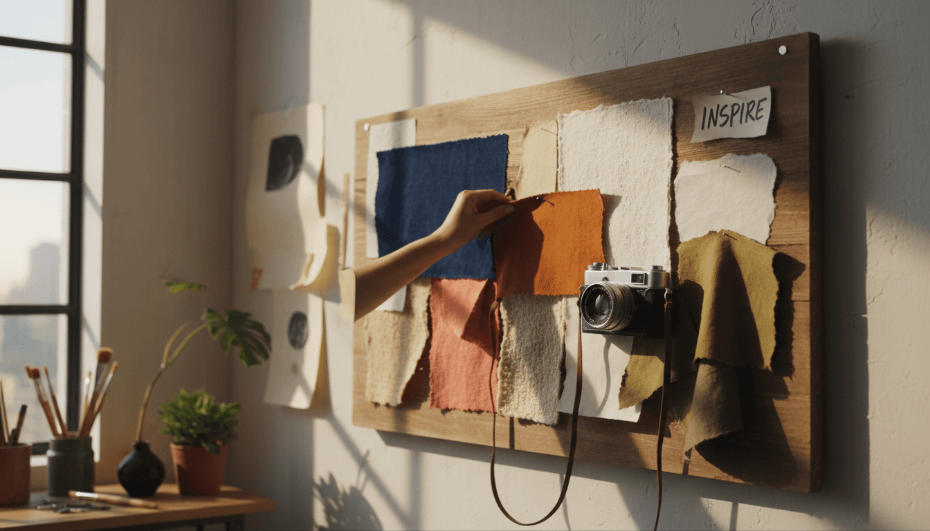 Brand strategy mood board in studio