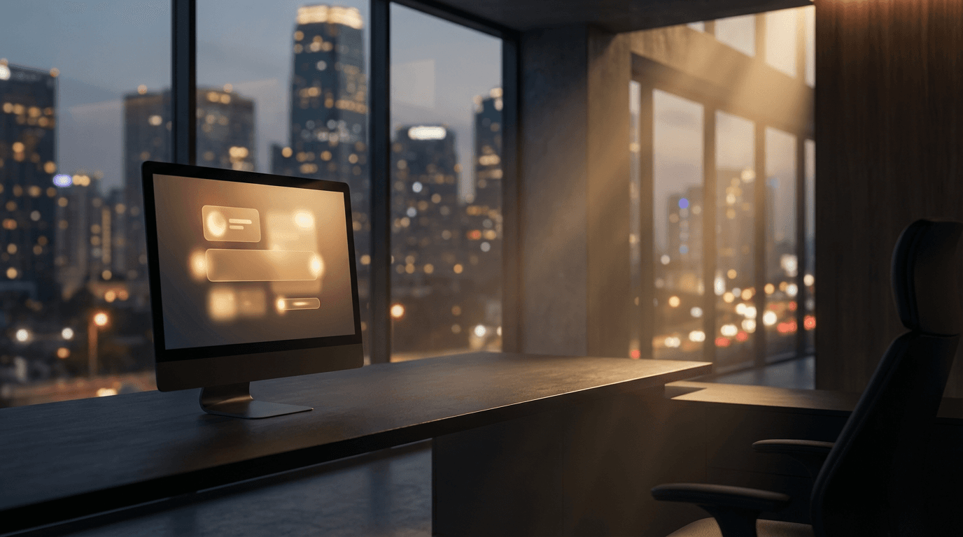 Laptop showing a social media analytics dashboard in a dark office