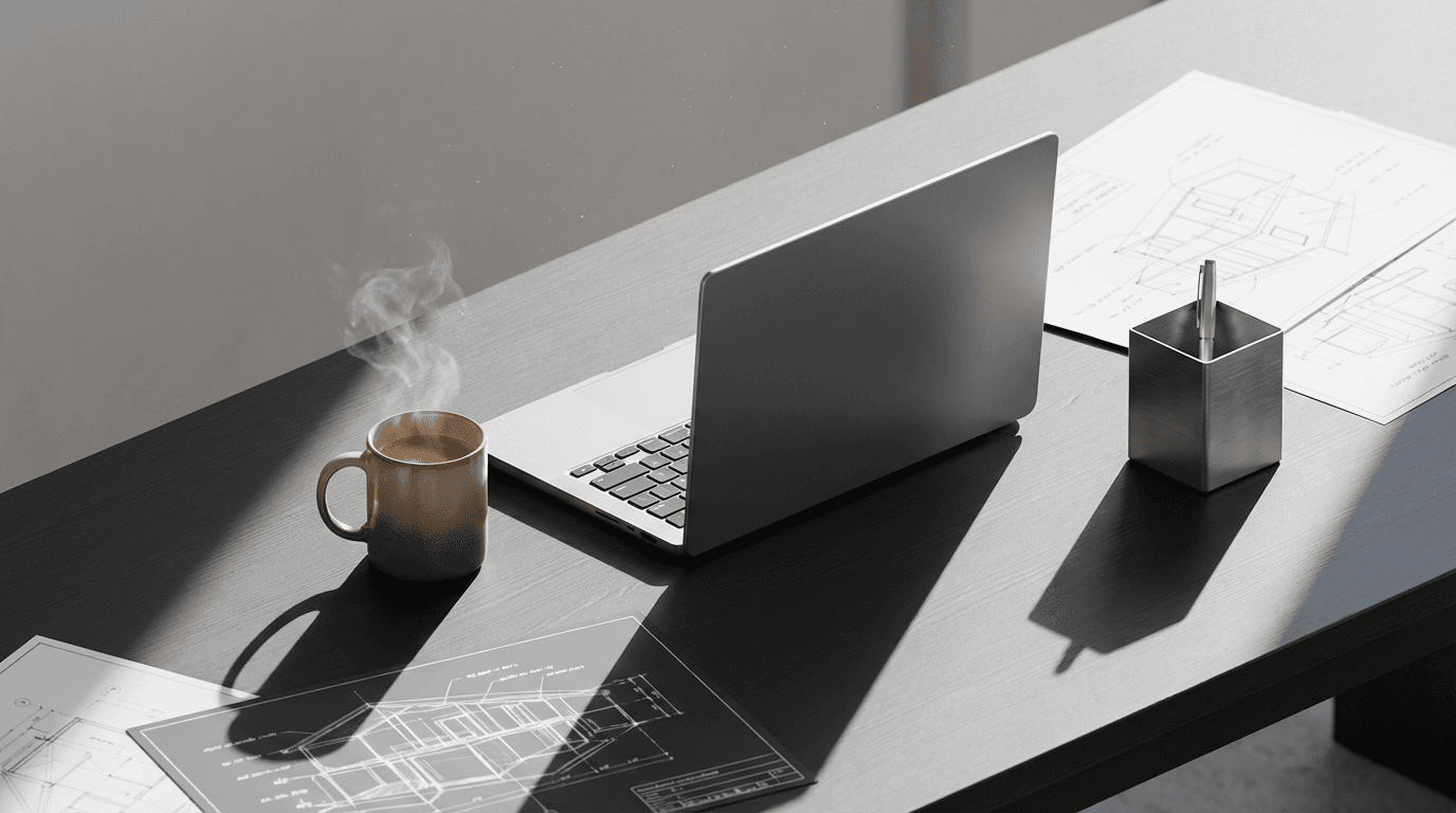 Laptop with graphs and coffee on a desk